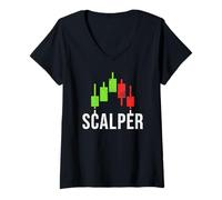 Mujer Gráfico de velas Scalper - Amante de la estrategia comercial de scalping Camiseta Cuello V