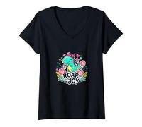 Mujer Gráfico de Verano Roar with Joy Mix - S34 Camiseta Cuello V