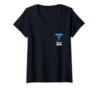Mujer Gráfico del símbolo del caduceo de enfermería psiquiátrica Camiseta Cuello V