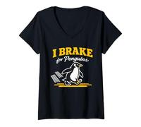 Mujer Gráfico Divertido de Datos sobre Animales Nerd de pájaros Conoce a Tus pingüinos Camiseta Cuello V