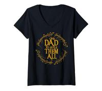 Mujer Gráfico Divertido de fantasía con Texto en inglés One Dad To Rule Them All Camiseta Cuello V