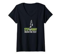Mujer Gráfico Divertido de Huellas Caminando alejarse del Texto Camiseta Cuello V