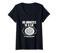 Mujer Gráfico Divertido de la jornada de fútbol de 90 Minutes Is A Lie Soccer. Camiseta Cuello V