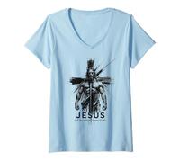 Mujer Gráfico Divertido de Levantamiento de Pesas Jesus The Ultimate Deadlifter Camiseta Cuello V