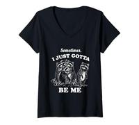 Mujer Gráfico Divertido de Meme de Silly Raccoon I Just Gotta Be Me Vintage Camiseta Cuello V