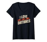 Mujer Gráfico Divertido de Motocross I Love Dirtbikes Off-Road Camiseta Cuello V