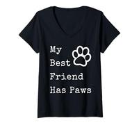 Mujer Gráfico Divertido para Amantes de Las Mascotas con Texto en inglés My Best Friend Has P Camiseta Cuello V