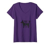 Mujer Gráfico Doggy Style is My Life Pet Lover Camiseta Cuello V, Morado, XL