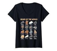 Mujer Gráfico Educativo de los mamíferos de los Osos del Mundo Camiseta Cuello V