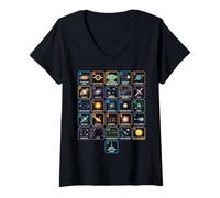 Mujer Gráfico Educativo Visual de la Ciencia Espacial de la A a la Z de la astrofísica Camiseta Cuello V