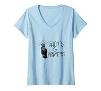 Mujer Gráfico humorístico de Parodia Divertida de THOTS & Prayers Camiseta Cuello V