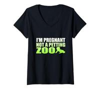 Mujer Gráfico I'm Pregnant Not A Petting Zoo - Embarazo Divertido Camiseta Cuello V
