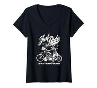 Mujer Gráfico Just Ride Motorcycle, Diseño Cruiser, Vicla Chopper Camiseta Cuello V
