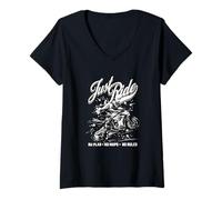Mujer Gráfico Just Ride Motorcycle, diseño de Corredor, Bicicleta Camiseta Cuello V