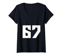Mujer Gráfico Minimalista Simple con números Modernos y Deportivos de 67 Camiseta Cuello V