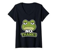 Mujer Gráfico Moody Frog No Thanks Camiseta Cuello V