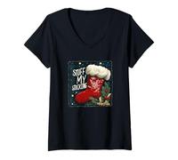 Mujer Gráfico navideño Genial para los Amantes del discurso navideño Travieso Camiseta Cuello V