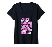 Mujer Gráfico Pink Color out Grow Pink Camiseta Cuello V