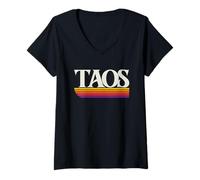 Mujer Gráfico Retro de Taos Nuevo México - Taos NM Camiseta Cuello V