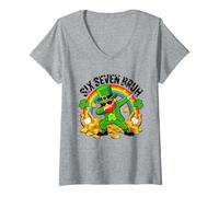 Mujer Gráfico Six Seven Bruh Dabbing Leprechaun. Camiseta Cuello V