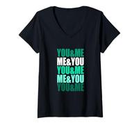 Mujer Gráfico Verde Azulado Claro Aqua Color You&Me&You&Me Teal Aqua Camiseta Cuello V