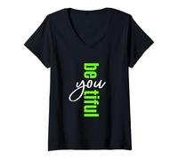 Mujer Gráfico verde Be-You-tiful verde Camiseta Cuello V