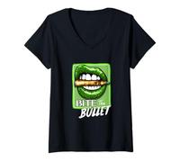 Mujer Gráfico Verde Bite The Bullet Verde Camiseta Cuello V