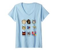 Mujer Gráfico Vintage de Gato de Aspecto Genial Pintor de Historia del Arte Famoso Camiseta Cuello V