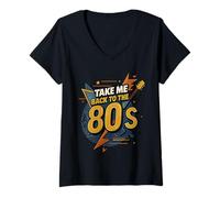 Mujer Gráfico vintage de Memory Lane Take Me Back to the 80's Camiseta Cuello V