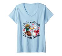 Mujer Gráfico «You'Re My One Goose Duck Couple Valentine Love» Camiseta Cuello V