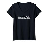 Mujer Gramática Policía Toda Puntuación Impuesta Camiseta Cuello V
