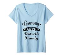 Mujer Grammy Love Makes Us Family - Orgullosa Familia Nietos Abuela Camiseta Cuello V
