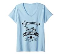 Mujer Grammy One Big Heart - Familia Orgullosa Nietos Abuela Camiseta Cuello V