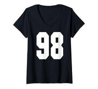 Mujer Gran # 98 Jersey Número 98 Uniforme Mayor Jugador Favorito del Fan Camiseta Cuello V
