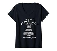 Mujer Gran Aterrador Izquierda Radical Agenda Igualdad Salud Libertad Camiseta Cuello V