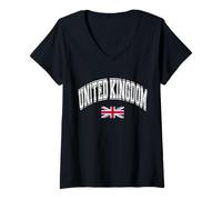 Mujer Gran Bretaña Reino Unido United Kingdom bandera Camiseta Cuello V