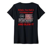 Mujer Gran Bretaña, tenías una ventaja de 13 colonias y lo arruinaste USA Humor Camiseta Cuello V