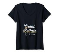 Mujer Gran Bretaña Vacaciones de Primavera 2025 Viajes de Vacaciones Camiseta Cuello V