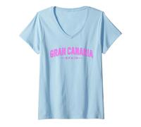 Mujer Gran Canaria Española Islas Canarias España Vacaciones Verano Camiseta Cuello V