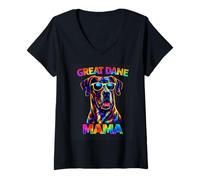 Mujer Gran danés Mamá Pop Art Perro Amante Lindo Gran Danés Mamá Camiseta Cuello V