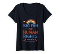 Mujer Gran Fan de los Derechos Humanos Retro - Anti Fascismo Derechos Humanos Camiseta Cuello V