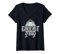 Mujer Gran humor de tiburón gris para familiares de pelo gris viejos amigos Camiseta Cuello V