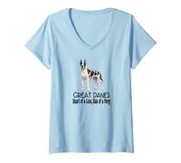 Mujer Gran Perro danés Corazón de un león Tamaño de un Pony Pet Camiseta Cuello V