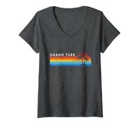 Mujer Gran Turco Turks & Caicos Retro Style Camiseta Cuello V