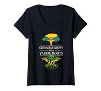 Mujer Granada cultivada con raíces de Yardie Granada Jamaica Heritage Camiseta Cuello V