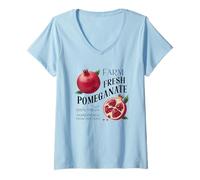 Mujer Granada fresca de granja 100% fresca seleccionada a mano Camiseta Cuello V