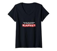 Mujer Granate Rojo Borgoña Can't Match The Mindset Burdeos Gráfico Camiseta Cuello V
