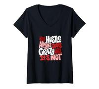 Mujer Granate Rojo Borgoña Color Hustle Ain't So Crazy Burgundy Camiseta Cuello V