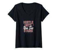 Mujer Granate Rojo Borgoña Color Hustle To The Stars Burdeos Camiseta Cuello V
