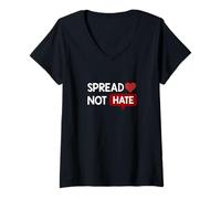 Mujer Granate Rojo Borgoña Color Love Not Hate Burdeos Gráfico Camiseta Cuello V